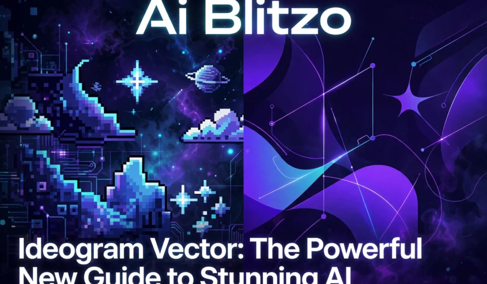 Ideogram Vector hero image showing raster artwork becoming clean editable vector shapes.