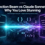 Reflection Beam vs Claude Sonnet 5.5 featured image showing a split code editor duel with a cyan beam and violet glow