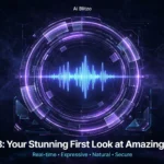 Voxtral 3 futuristic circular voice dashboard with a glowing waveform interface
